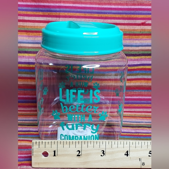 Pet Snack Jar "Life is Better with a Furry Companion" Treat Cookie Container - Picture 4 of 7